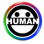 Rainbow human logo button